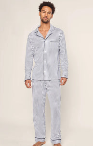 Men’s Pima Pajama Set in Navy French Ticking