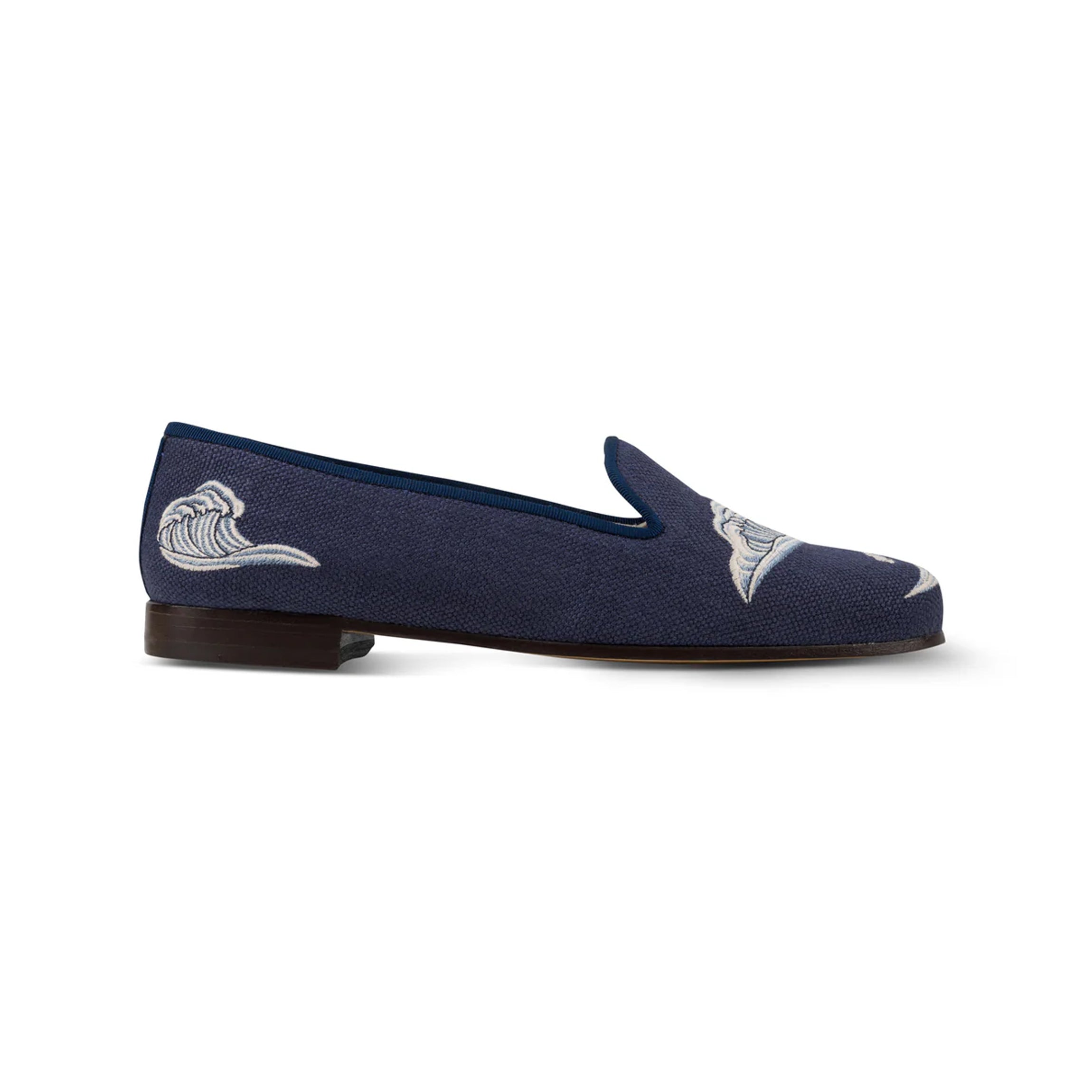Men's Waves Indigo Linen Slipper