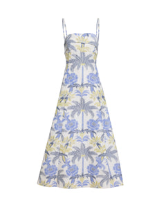 Meredith Dress in Cream/Cornflower Multi