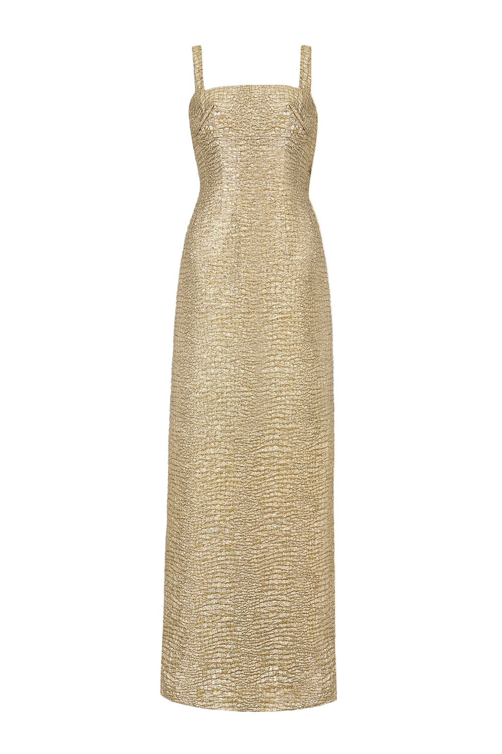 Emilia Wickstead - Micheline Dress In Gold Metallic Seersucker Emilia Wickstead - Micheline Dress In Gold Metallic Seersucker