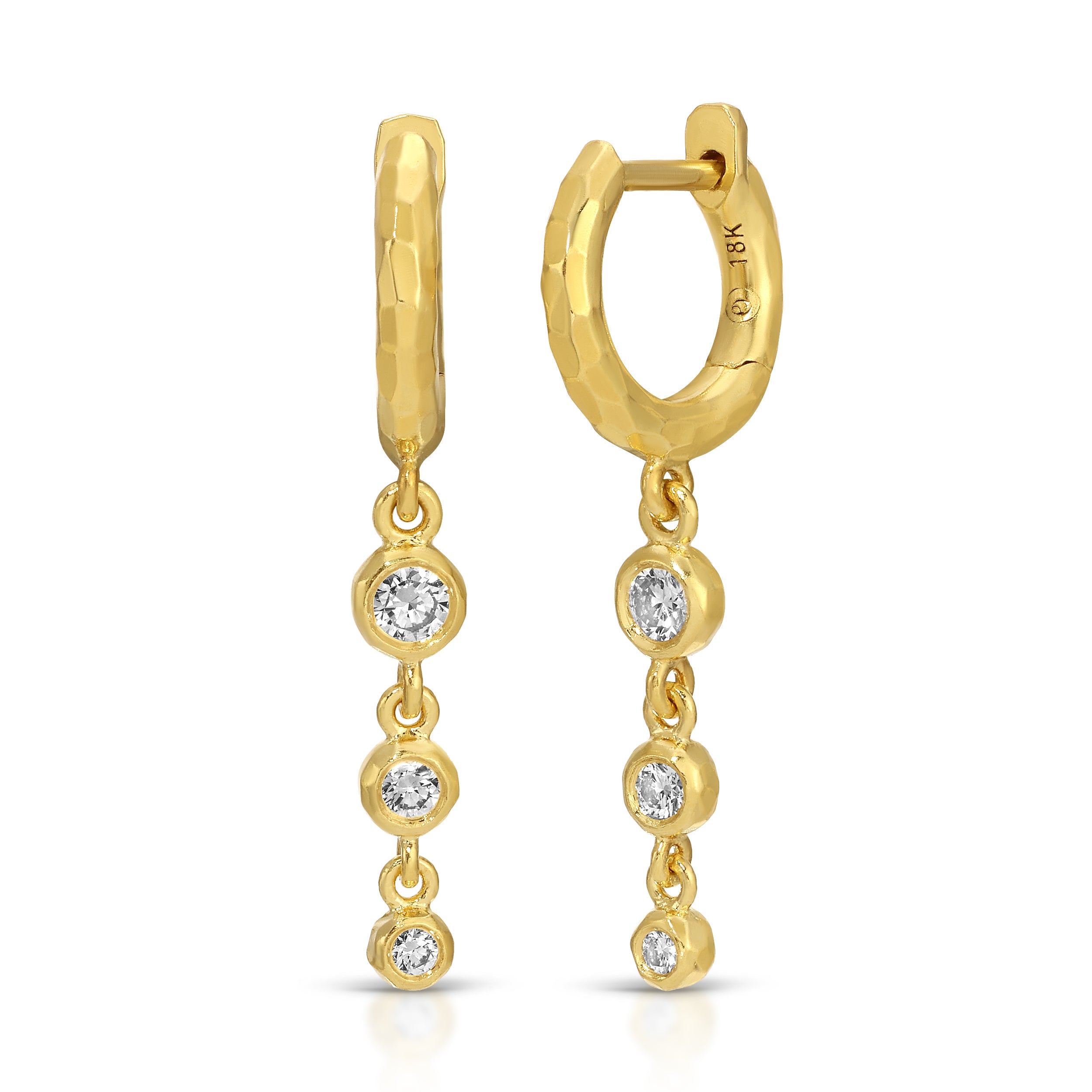 Charmed Micro Gabby Hoops in Tiered Diamond Nesting Gem Drops in Three
