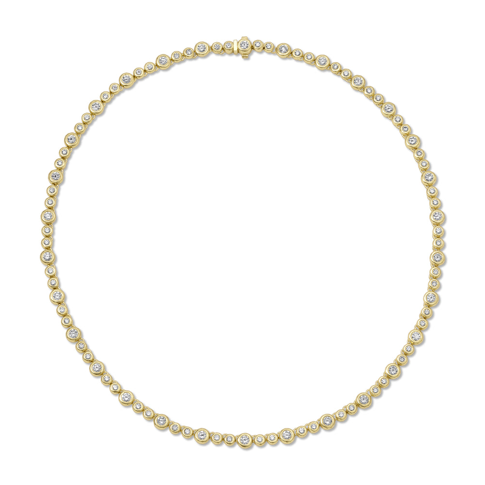 Micro Nesting Gem Tennis Necklace in Diamond