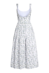 OTM Exclusive: Apple Beaded Floral Embroidered Shantug Full Skirt Corset Midi Dress