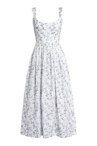 OTM Exclusive: Apple Beaded Floral Embroidered Shantug Full Skirt Corset Midi Dress