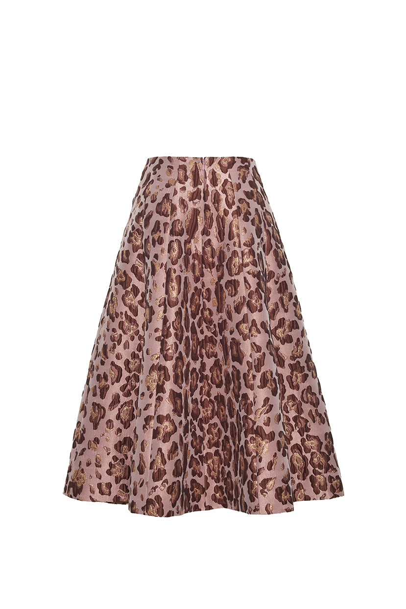 Mimosa Skirt in Painted Animal Blush Metallic Jacquard
