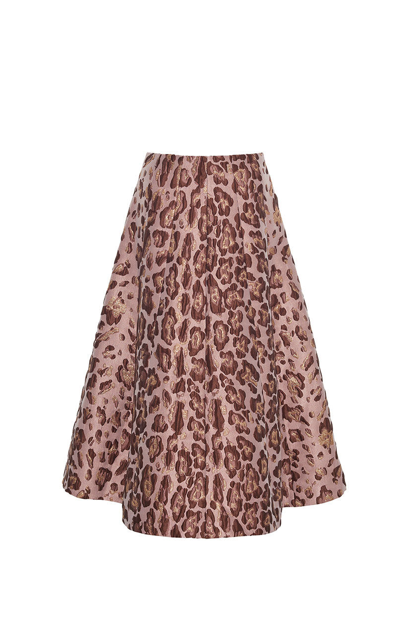 Mimosa Skirt in Painted Animal Blush Metallic Jacquard