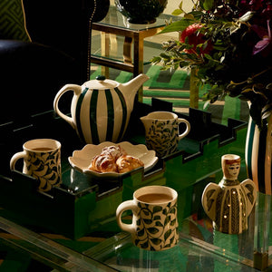Green Stripes Tea Set, 6-Piece