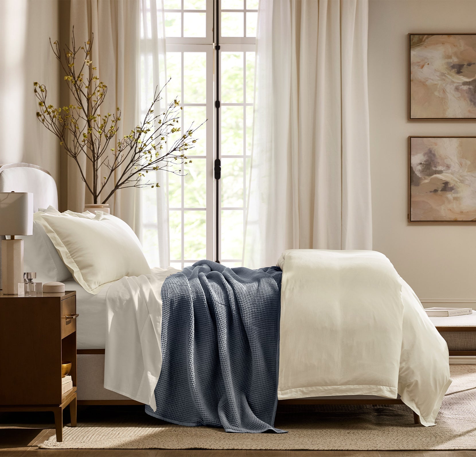 Waffle Bed Blanket in Mineral