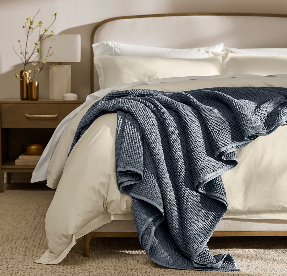 Waffle Bed Blanket in Mineral