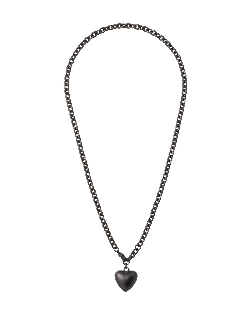 The Mini Puffy Heart Necklace in Black