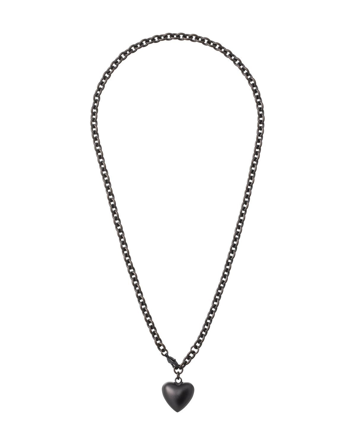The Mini Puffy Heart Necklace in Black