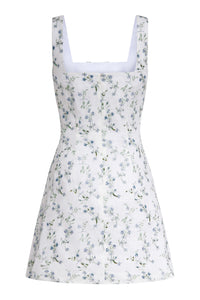 OTM Exclusive: Corinne Beaded Floral Embroidered Square Neck Mini Dress With Bow Detail