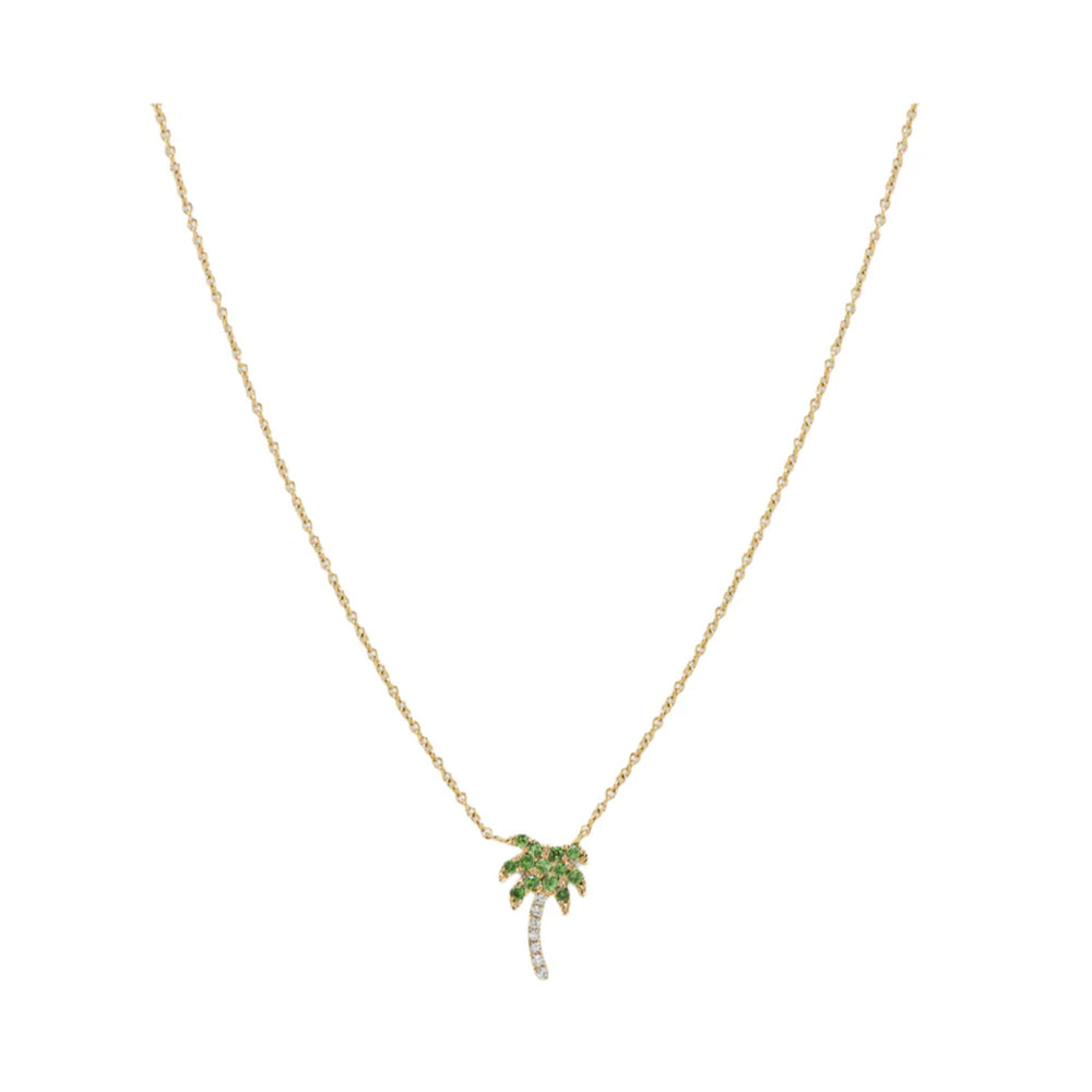 Mini Diamond & Garnet Palm Tree Necklace