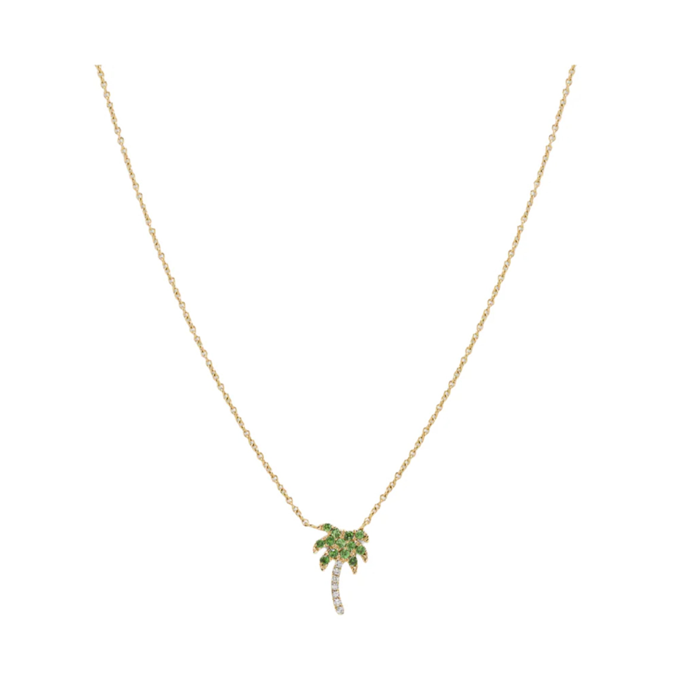 Mini Diamond & Garnet Palm Tree Necklace