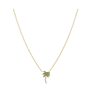 Mini Diamond & Garnet Palm Tree Necklace