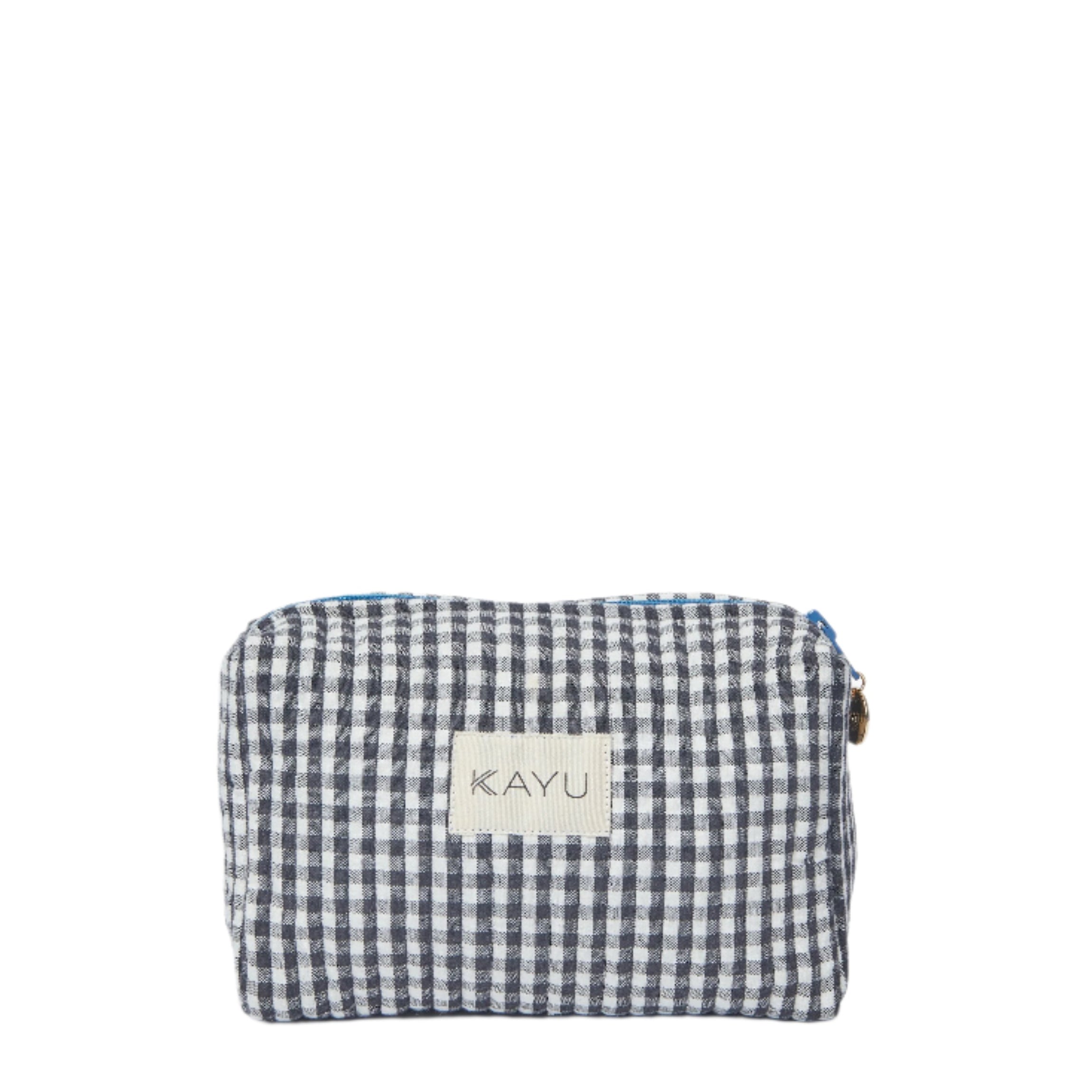 Mini Elsie Travel Case Zip Pouch Bag in Black Gingham