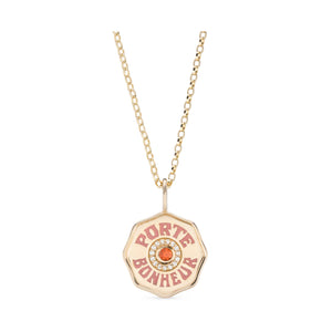 Mini Porte Bonheur Necklace with Diamond Halo