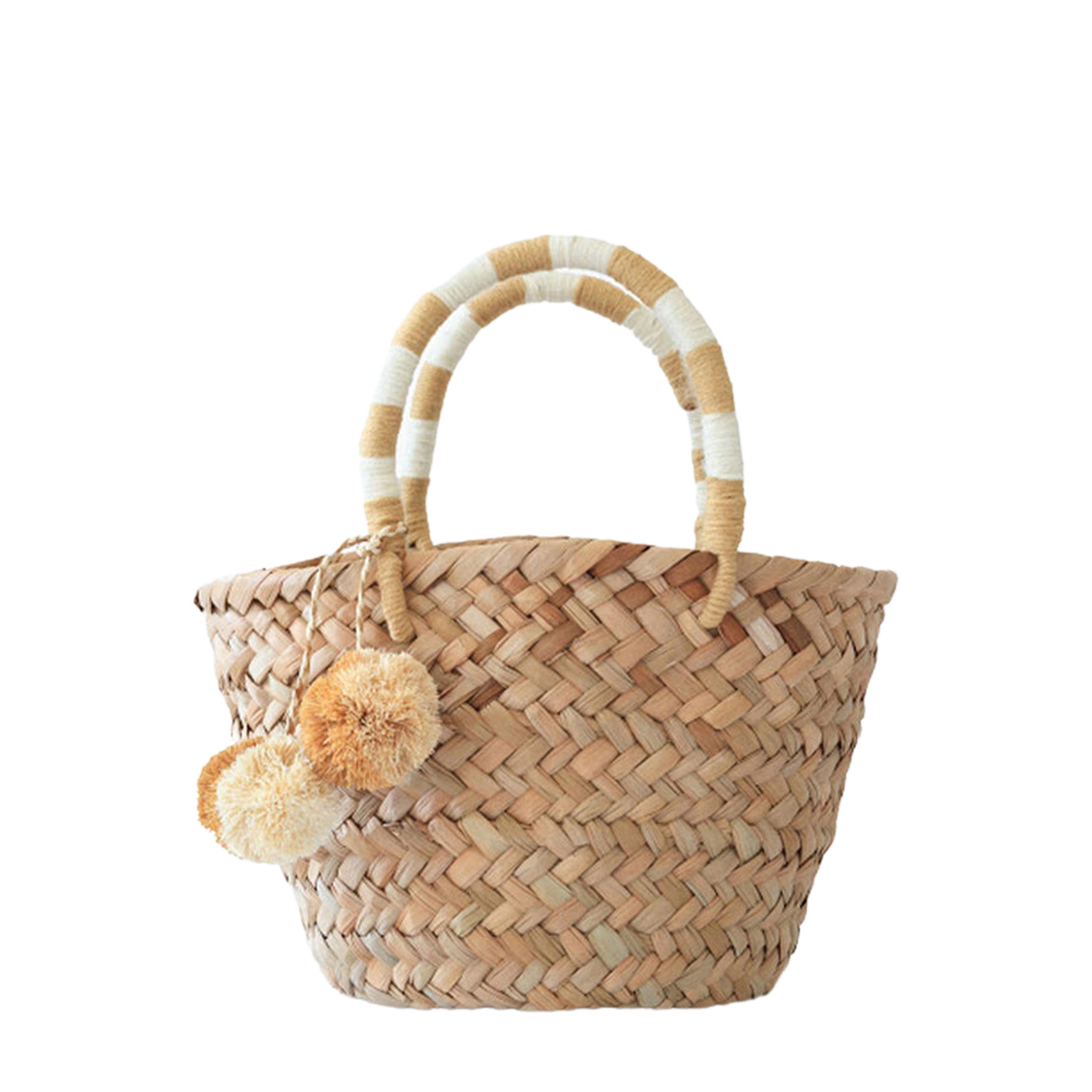 Mini St. Tropez Pom Pom Straw Tote