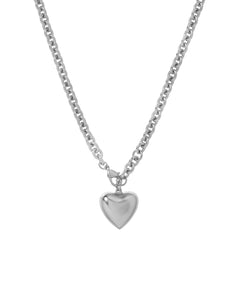 The Mini Puffy Heart Necklace in Silver