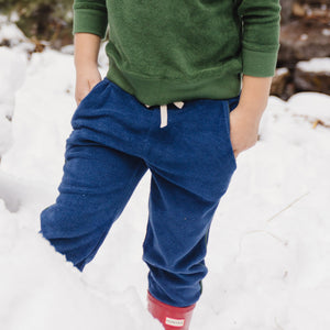 Unisex Navy French Terry Sweatpant With Evergreen Side Piping