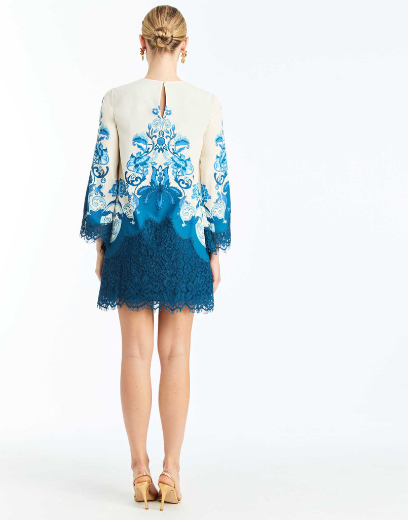 Mira Lace Mini Dress in Grotto Flourish