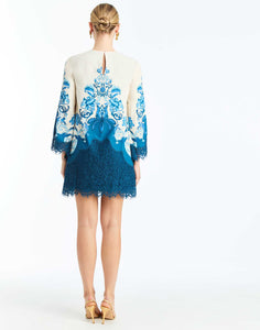 Mira Lace Mini Dress in Grotto Flourish