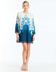 Mira Lace Mini Dress in Grotto Flourish