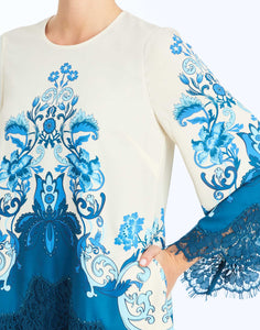 Mira Lace Mini Dress in Grotto Flourish