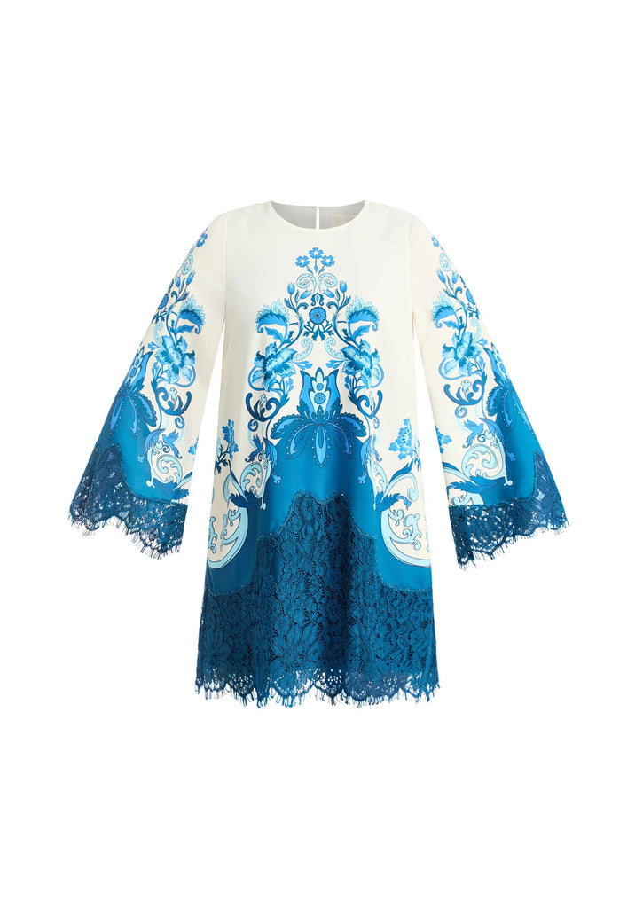 Mira Lace Mini Dress in Grotto Flourish