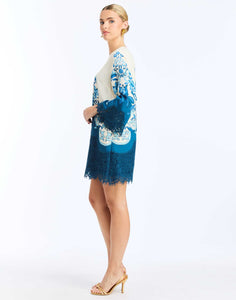Mira Lace Mini Dress in Grotto Flourish