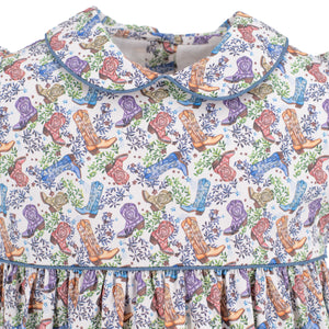 Sarita Girl Dress in Boots Print