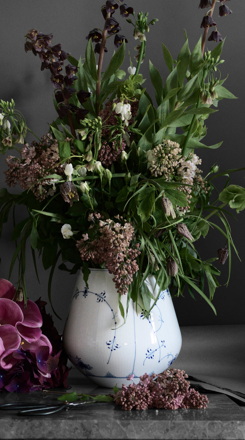 Blue Fluted Plain Vase 8"