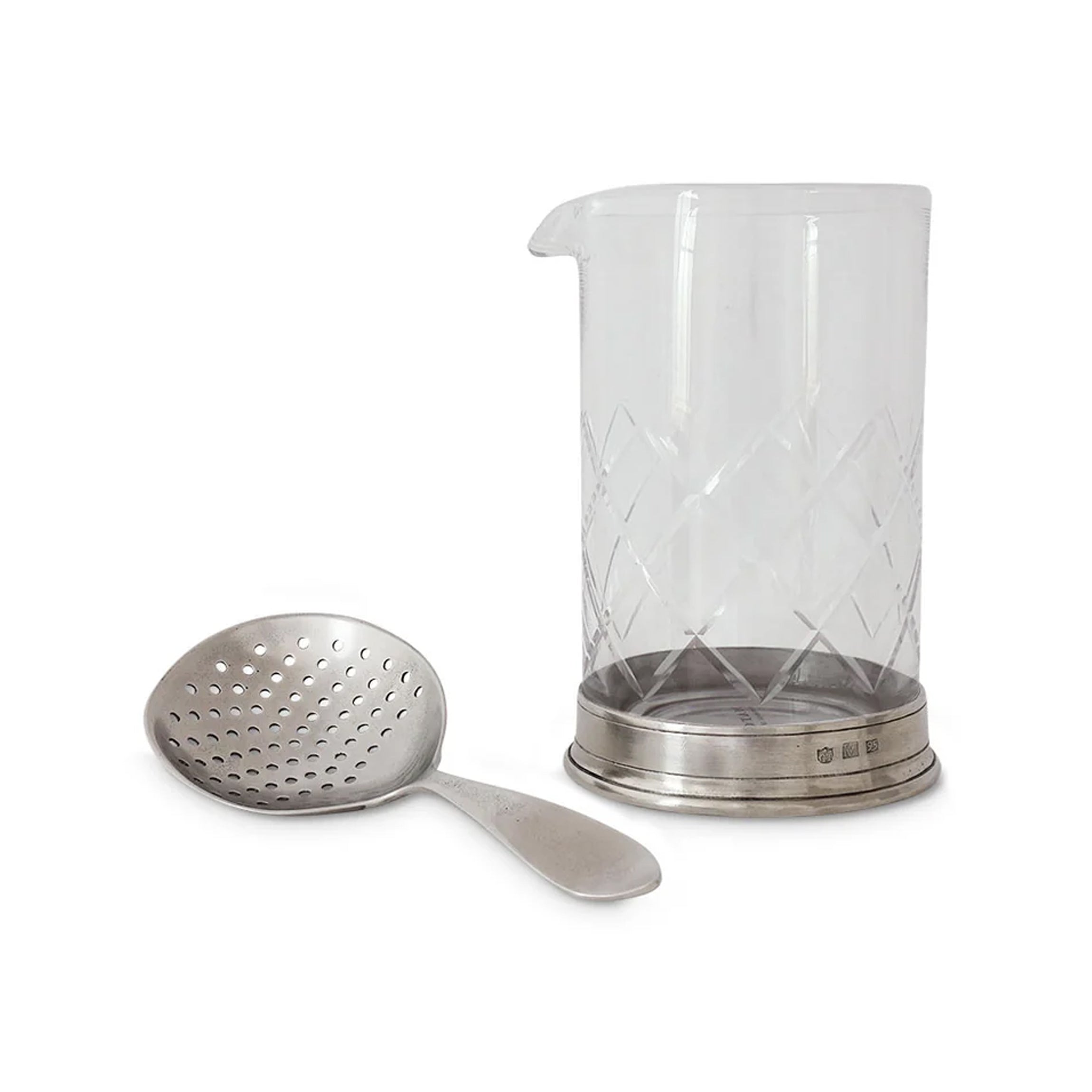 Mixing Glass and Cocktail Strainer Set, Set of 2