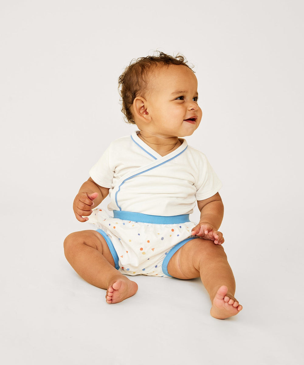 Crossbody Short Sleeve One-piece in Blue Piping