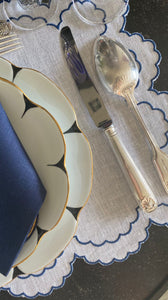 Bilbao Linen Placemat in White with Navy