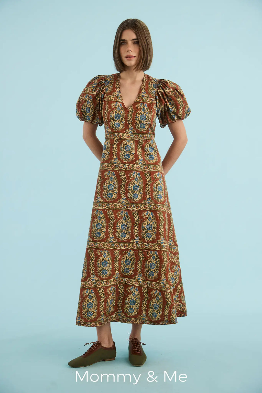 Harrison Dress in Amber Glen Brown.
