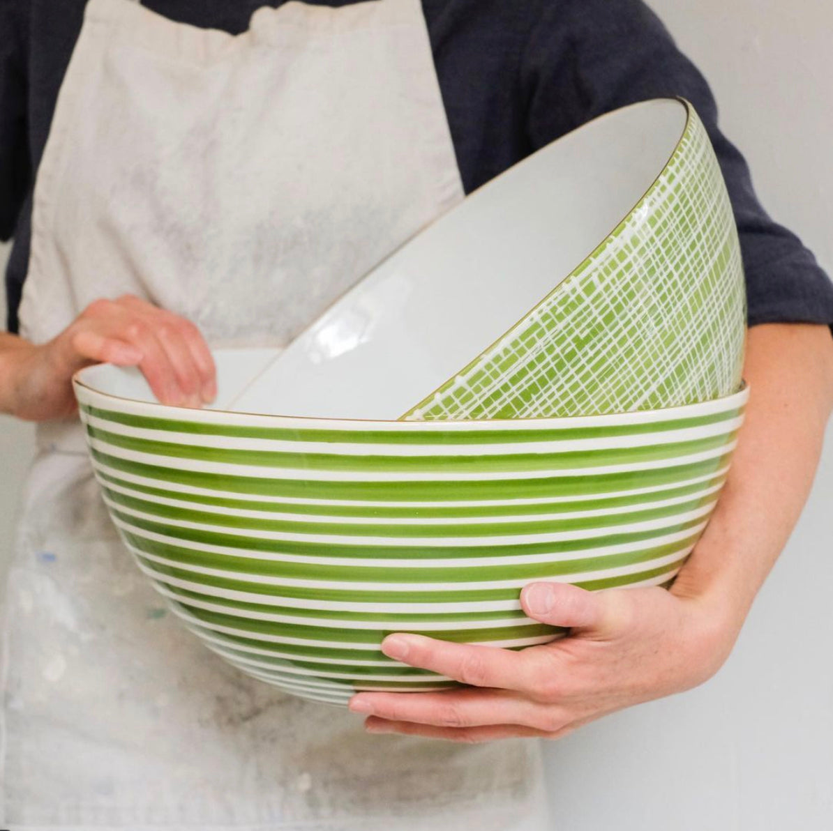 Bright Kiwi Mondo Striped Bowl