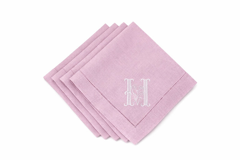 Monogram Purple Linen Napkins