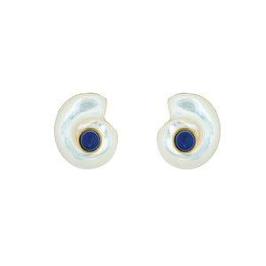 Monomoy Shell Stud in Lapis