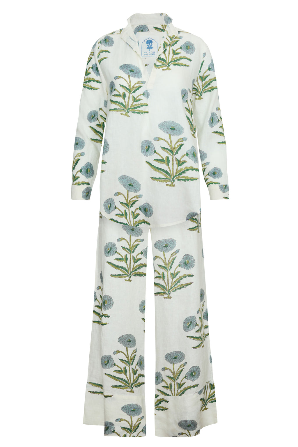 Montecito Wide Leg Pant in Blue Flower