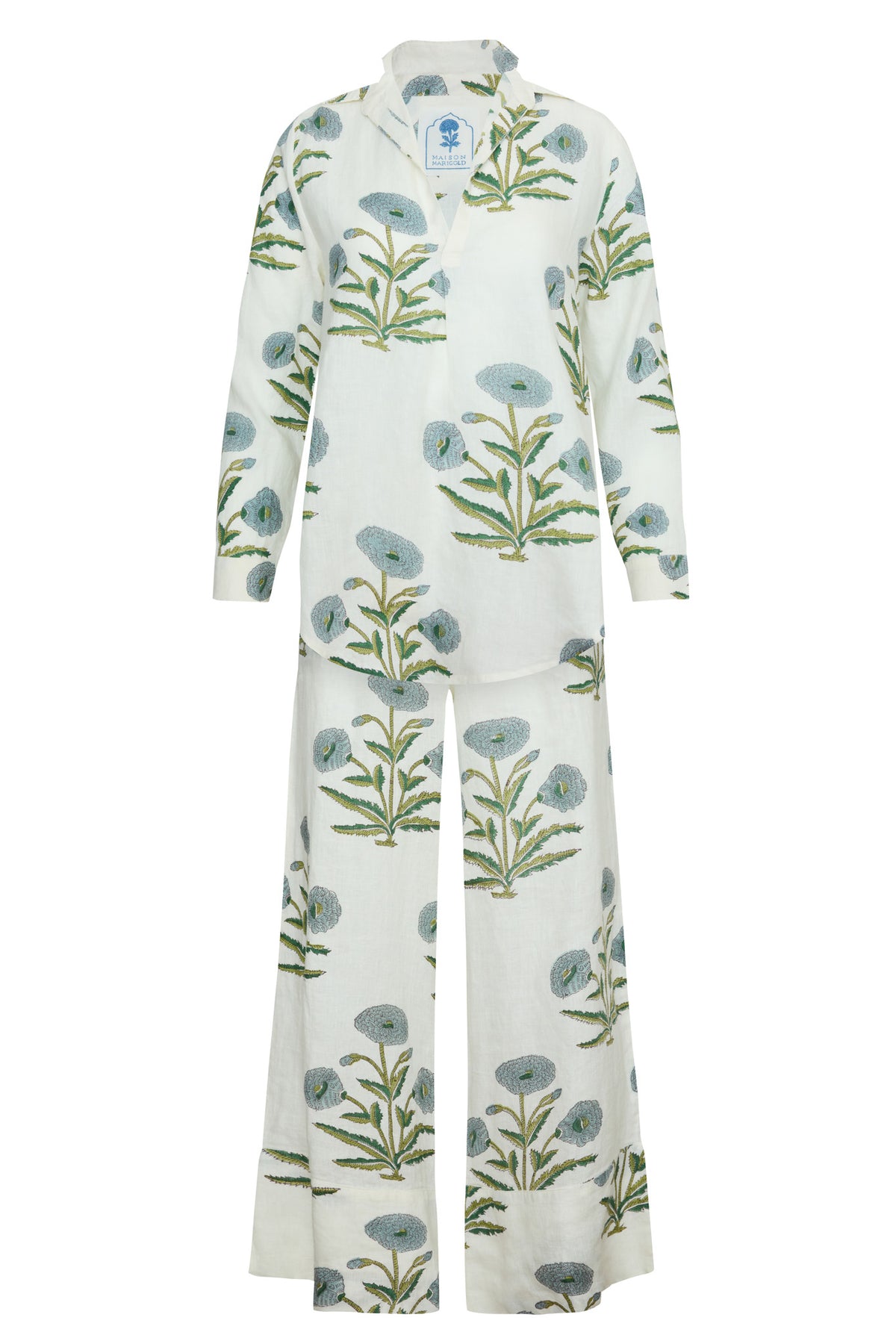 Montecito Wide Leg Pant in Blue Flower