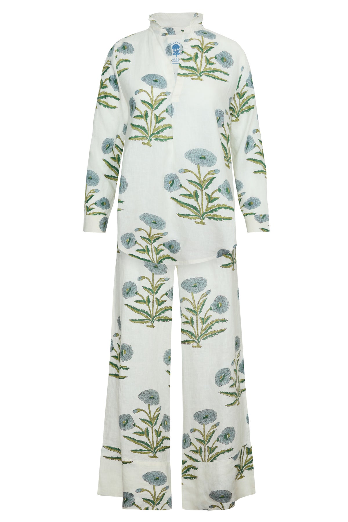 Montecito Wide Leg Pant in Blue Flower