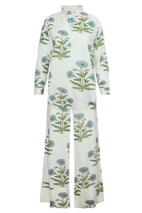 Montecito Wide Leg Pant in Blue Flower