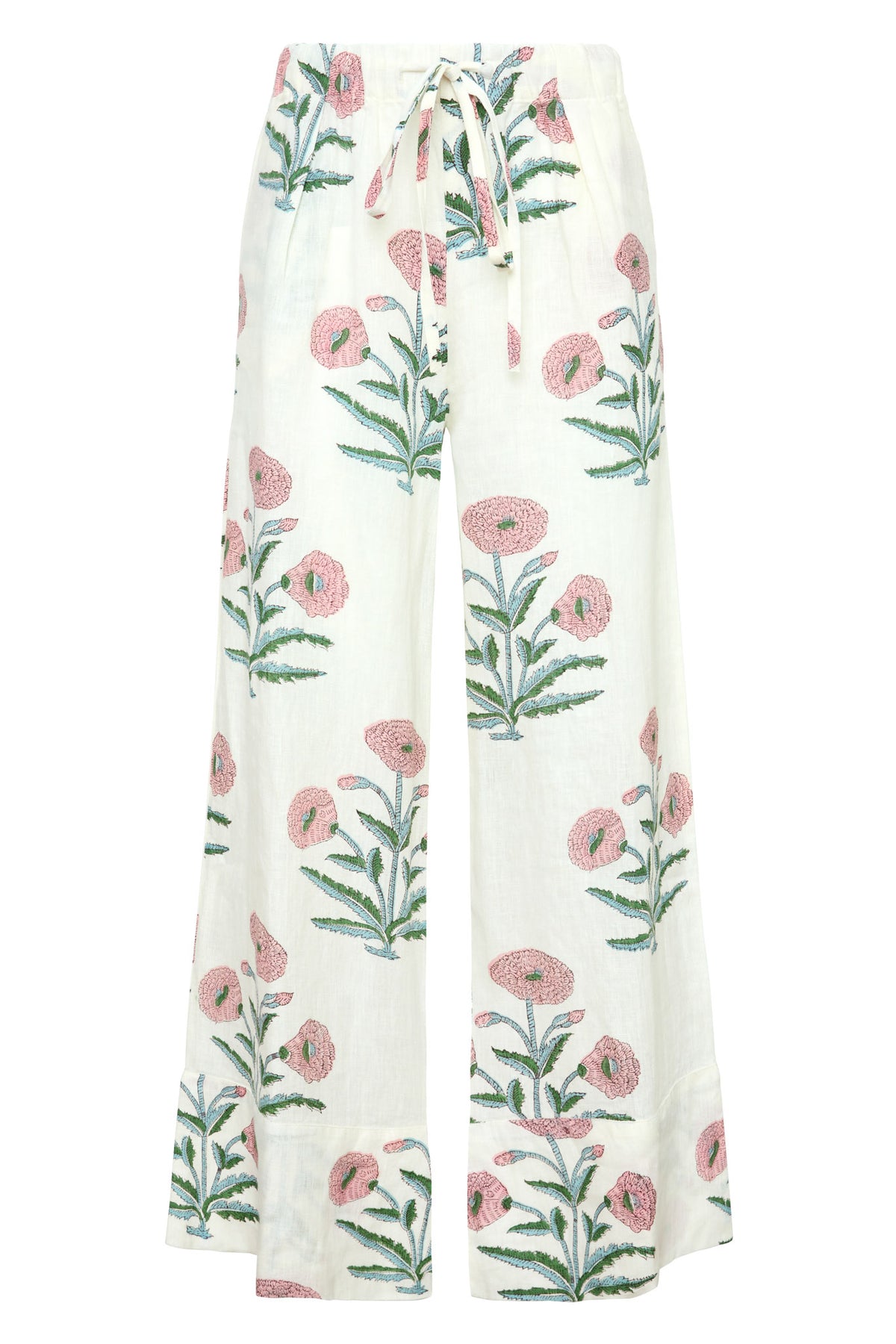 Montecito Wide Leg Pant in Pink Flower