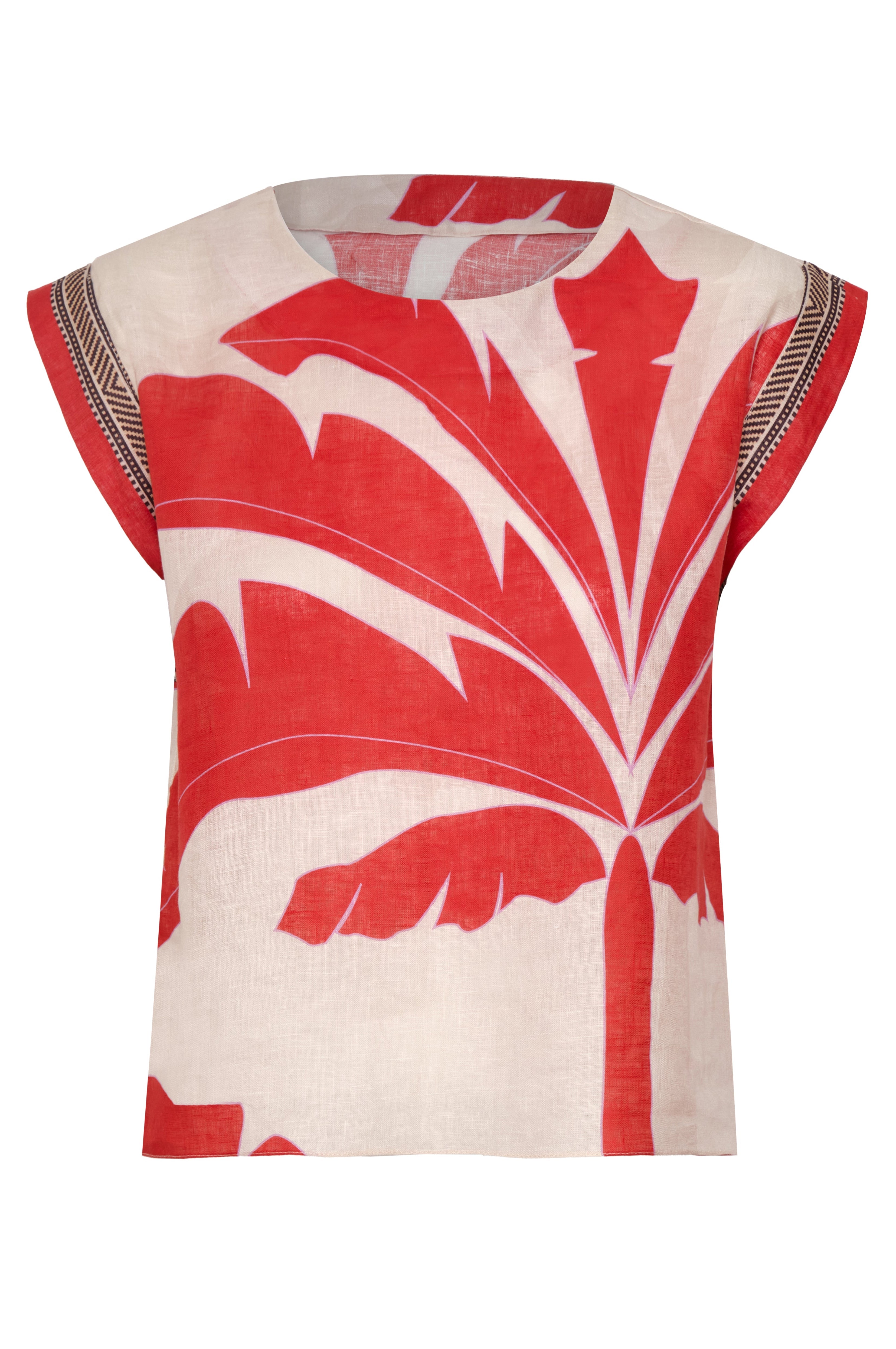 Montera Linen Top in Orange Palms