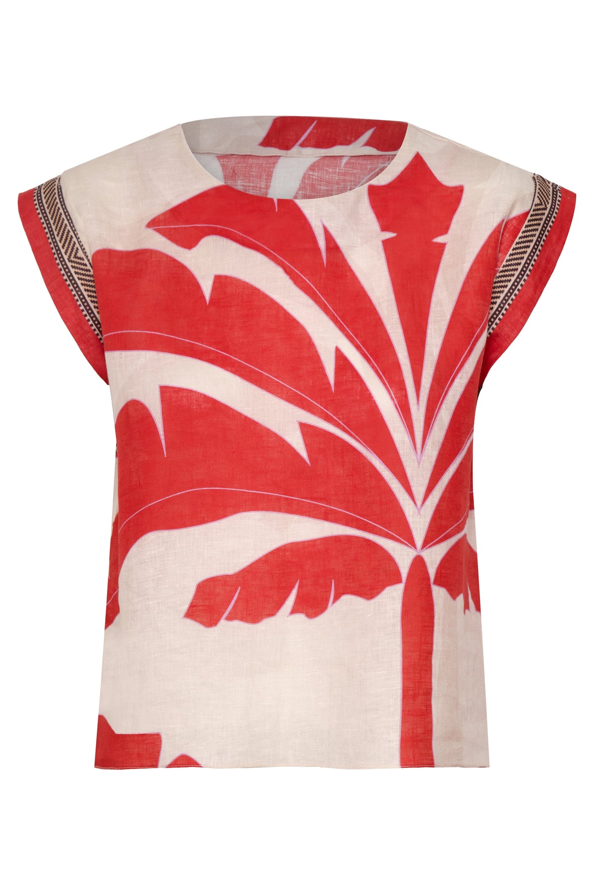 Montera Linen Top in Orange Palms