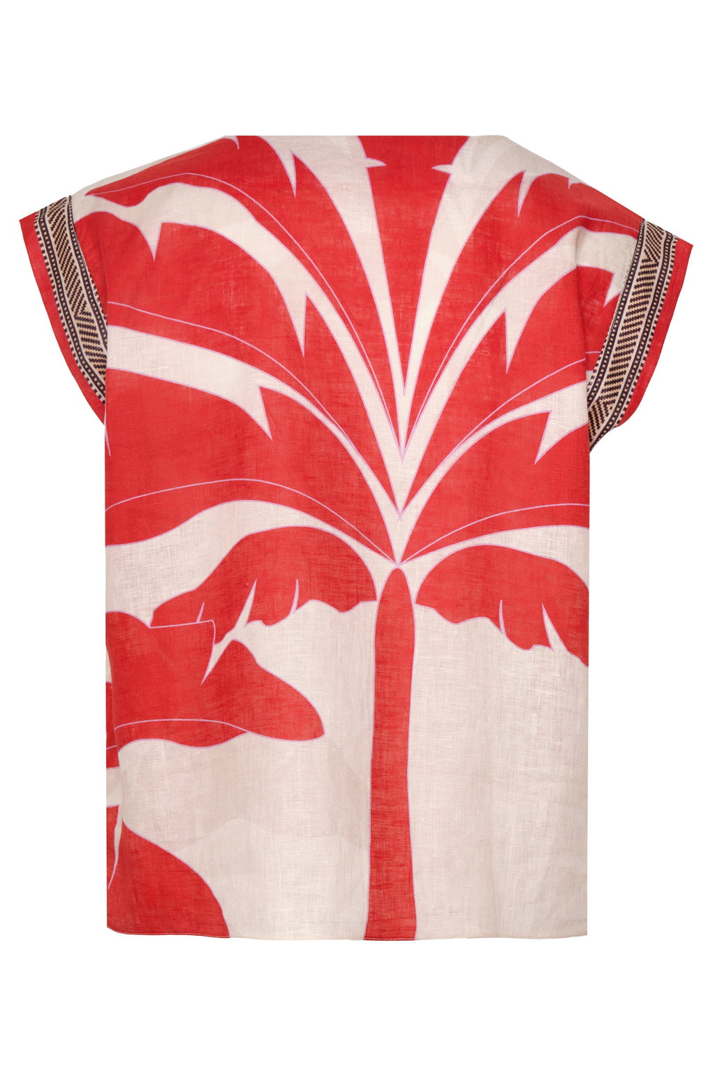 Montera Linen Top in Orange Palms