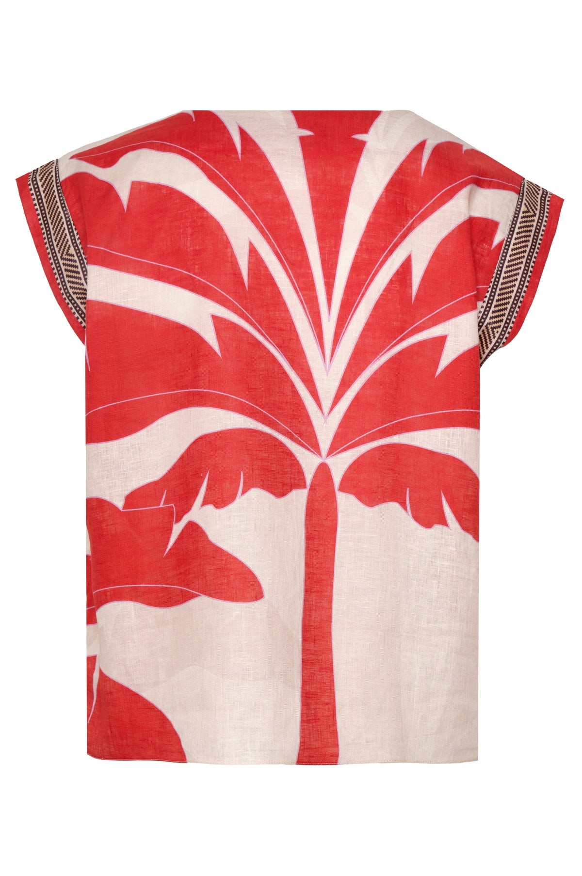 Montera Linen Top in Orange Palms