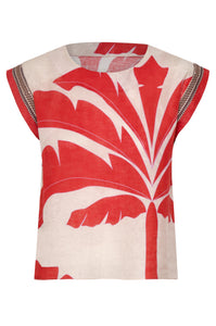 Montera Linen Top in Orange Palms