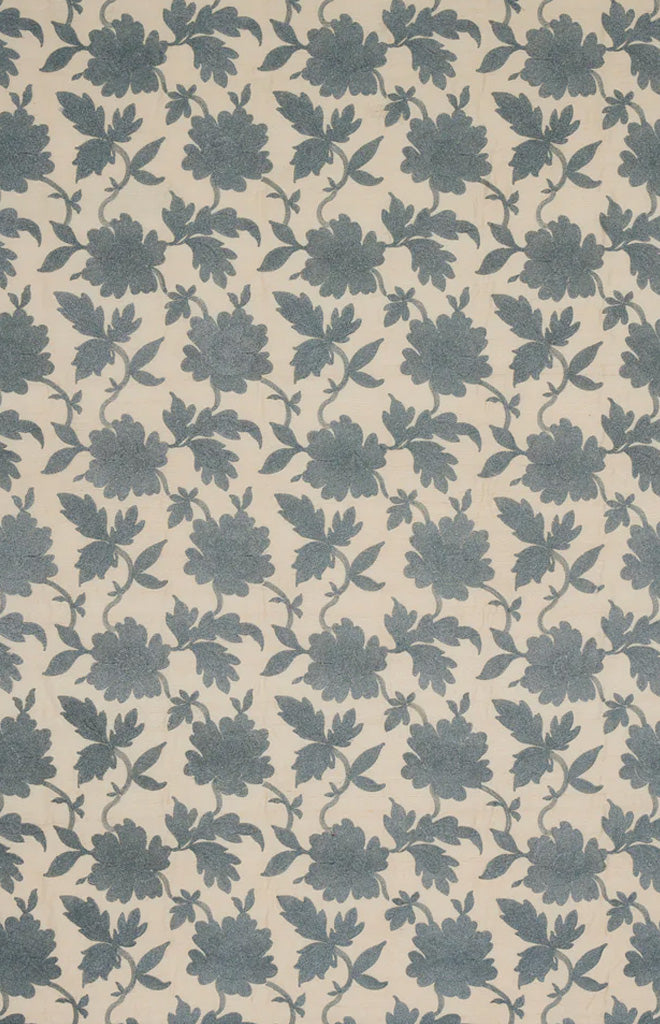 Moon Garden Embroidery Fabric in Blue